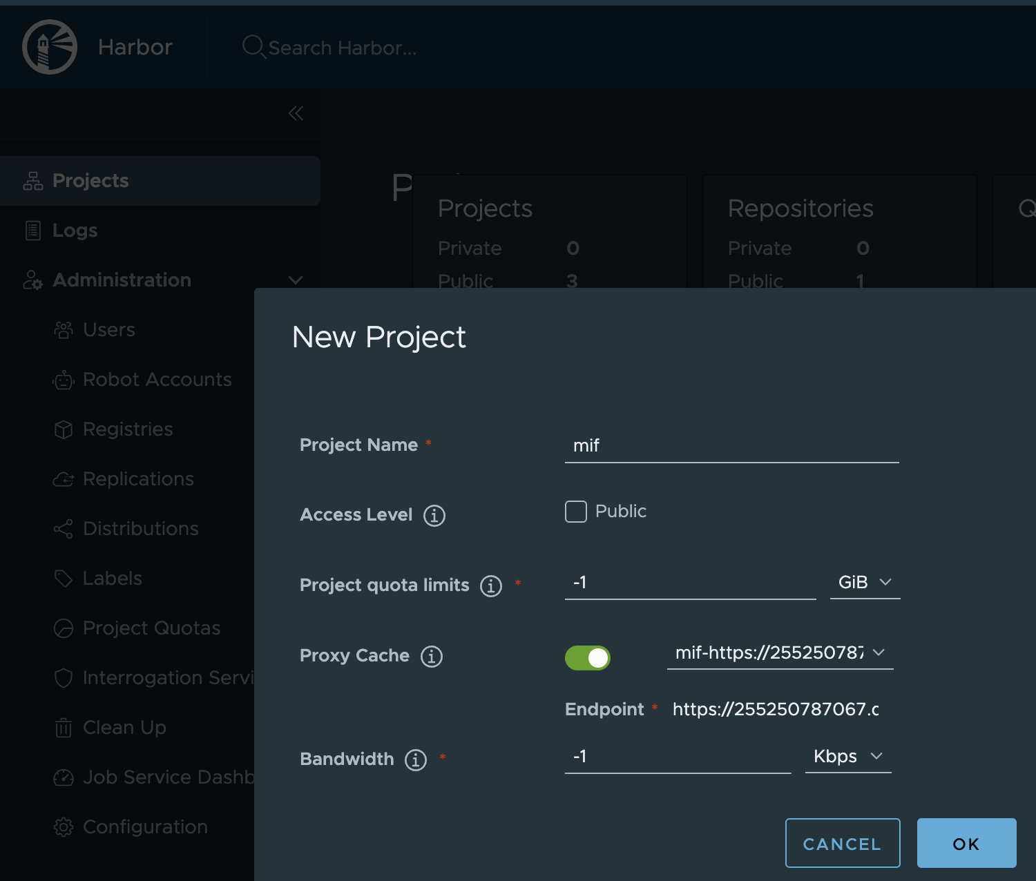 Create New Project as Proxy
