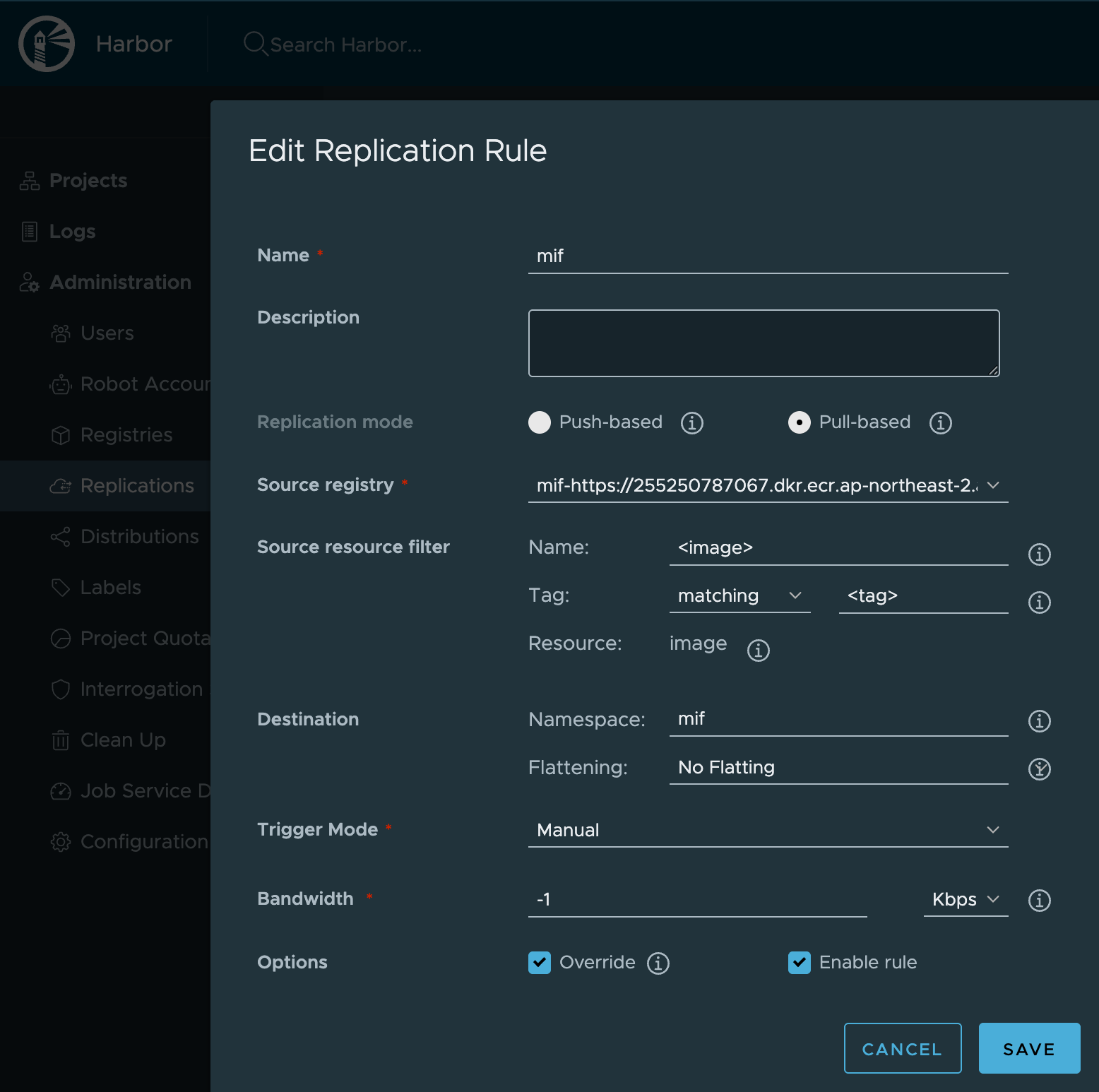 Create New Replication Rule